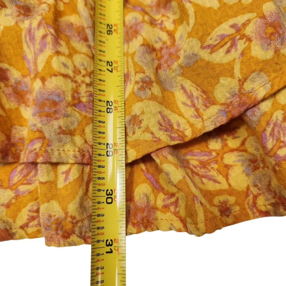 FREE PEOPLE Size XS Jael Printed Mini Dress In Golden Combo Off Shoulder Viscose